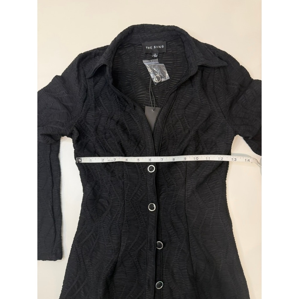 The Sang Long-sleeve NWT Midi Dress, Stretch, Black, Full Button Down Front S - Picture 7 of 8